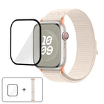 尼龍環形錶帶，配備3D曲面保護膜，適用於Apple Watch Series 41mm、Apple Watch Series 38mm、Apple Watch Series 42mm