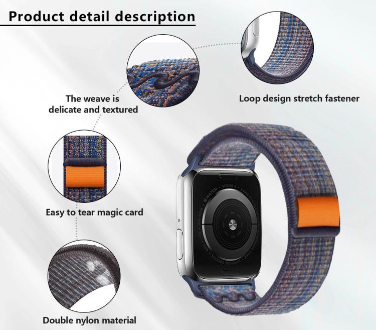 尼龍環形錶帶，配備3D曲面保護膜，適用於Apple Watch Series 40mm、Apple Watch Ultra 2 / 1 49mm、Apple Watch Series 45mm