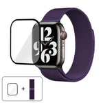 米蘭不鏽鋼錶帶，配備3D曲面保護膜，適用於Apple Watch Series 10 46mm、Apple Watch Series 10 42mm、Apple Watch Series 44mm