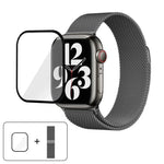 米蘭不鏽鋼錶帶，配備3D曲面保護膜，適用於Apple Watch Series 10 46mm、Apple Watch Series 10 42mm、Apple Watch Series 44mm