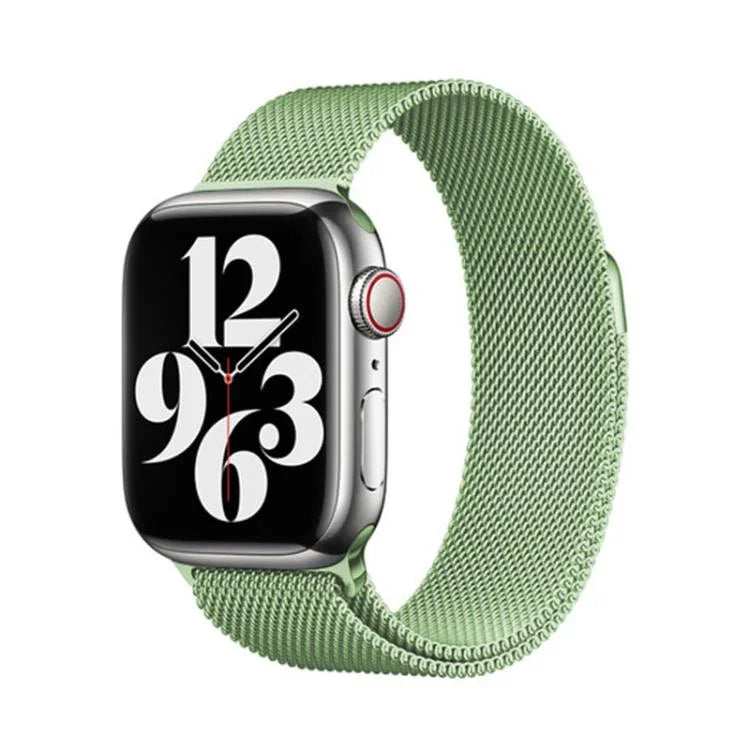 米蘭尼斯不鏽鋼錶帶搭配3D曲面膜，適用於Apple Watch系列41mm、38mm、42mm