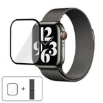 米蘭尼斯不鏽鋼錶帶搭配3D曲面膜，適用於Apple Watch系列41mm、38mm、42mm