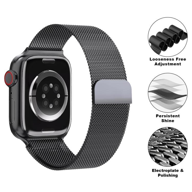 米蘭不鏽鋼錶帶，配備3D曲面保護膜，適用於Apple Watch Series 10 46mm、Apple Watch Series 10 42mm、Apple Watch Series 44mm