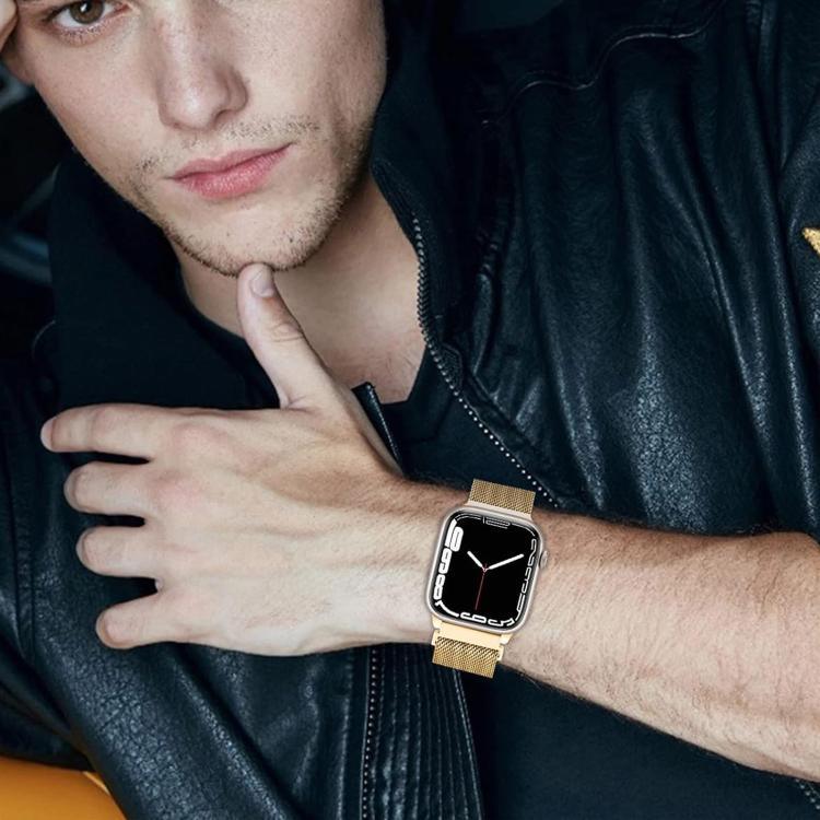 米蘭不鏽鋼錶帶，配備3D曲面保護膜，適用於Apple Watch Series 10 46mm、Apple Watch Series 10 42mm、Apple Watch Series 44mm