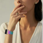 米蘭不鏽鋼錶帶，配備3D曲面保護膜，適用於Apple Watch Series 10 46mm、Apple Watch Series 10 42mm、Apple Watch Series 44mm