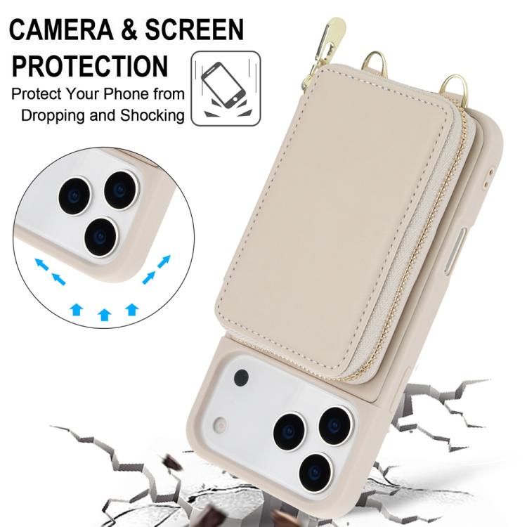 斜背拉鍊RFID卡包手機殼，適用於iPhone 17 Pro Max、iPhone 17 Pro、iPhone Air、iPhone 15 Pro Max、iPhone 15 Pro、iPhone 15 Plus / 14 Plus