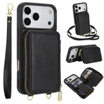 斜背拉鍊RFID卡包手機殼，適用於iPhone 17 Pro Max、iPhone 17 Pro、iPhone Air、iPhone 15 Pro Max、iPhone 15 Pro、iPhone 15 Plus / 14 Plus