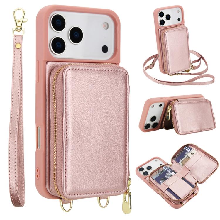 斜背拉鍊RFID卡包手機殼，適用於iPhone 17 Pro Max、iPhone 17 Pro、iPhone Air、iPhone 15 Pro Max、iPhone 15 Pro、iPhone 15 Plus / 14 Plus