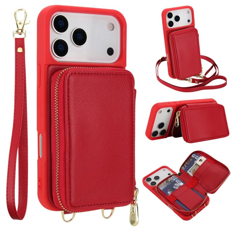 斜背拉鍊RFID卡包手機殼，適用於iPhone 17 Pro Max、iPhone 17 Pro、iPhone Air、iPhone 15 Pro Max、iPhone 15 Pro、iPhone 15 Plus / 14 Plus