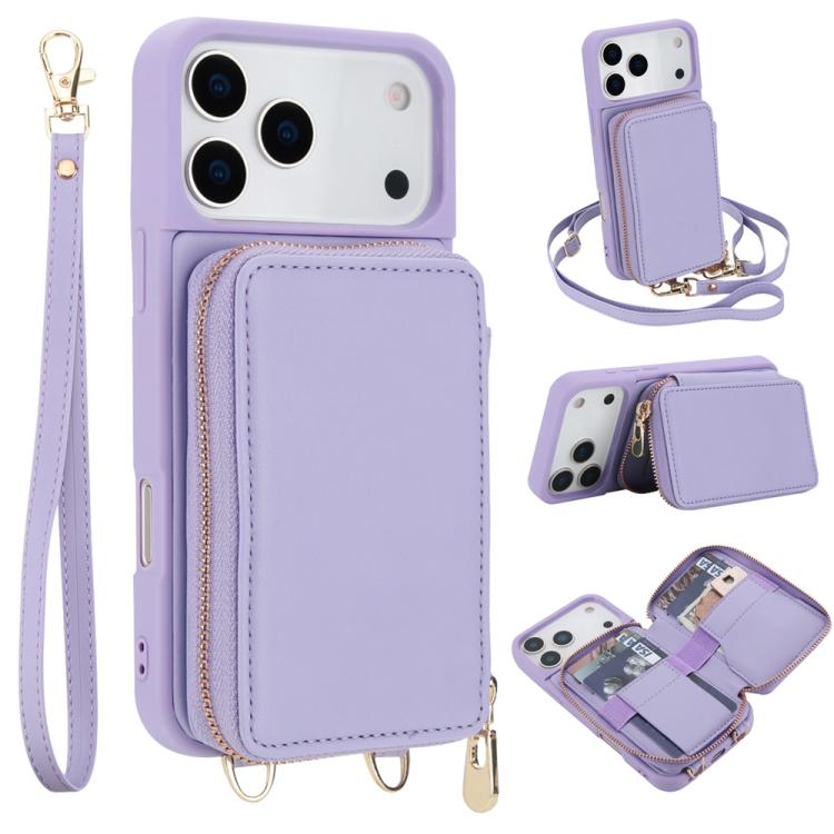 斜背拉鍊RFID卡包手機殼，適用於iPhone 17 Pro Max、iPhone 17 Pro、iPhone Air、iPhone 15 Pro Max、iPhone 15 Pro、iPhone 15 Plus / 14 Plus