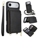 斜背拉鍊RFID卡包手機殼，適用於iPhone 17 Pro Max、iPhone 17 Pro、iPhone Air、iPhone 15 Pro Max、iPhone 15 Pro、iPhone 15 Plus / 14 Plus
