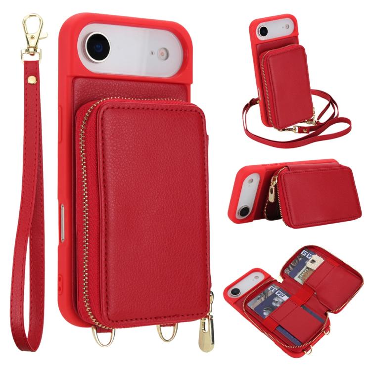 斜背拉鍊RFID卡包手機殼，適用於iPhone 17 Pro Max、iPhone 17 Pro、iPhone Air、iPhone 15 Pro Max、iPhone 15 Pro、iPhone 15 Plus / 14 Plus