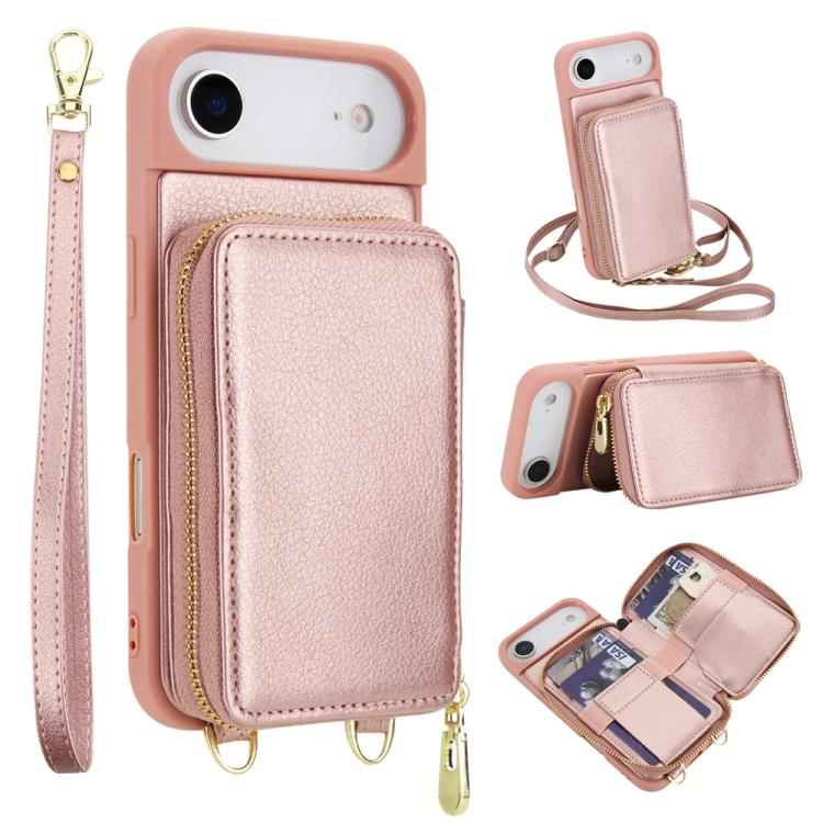 斜背拉鍊RFID卡包手機殼，適用於iPhone 17 Pro Max、iPhone 17 Pro、iPhone Air、iPhone 15 Pro Max、iPhone 15 Pro、iPhone 15 Plus / 14 Plus
