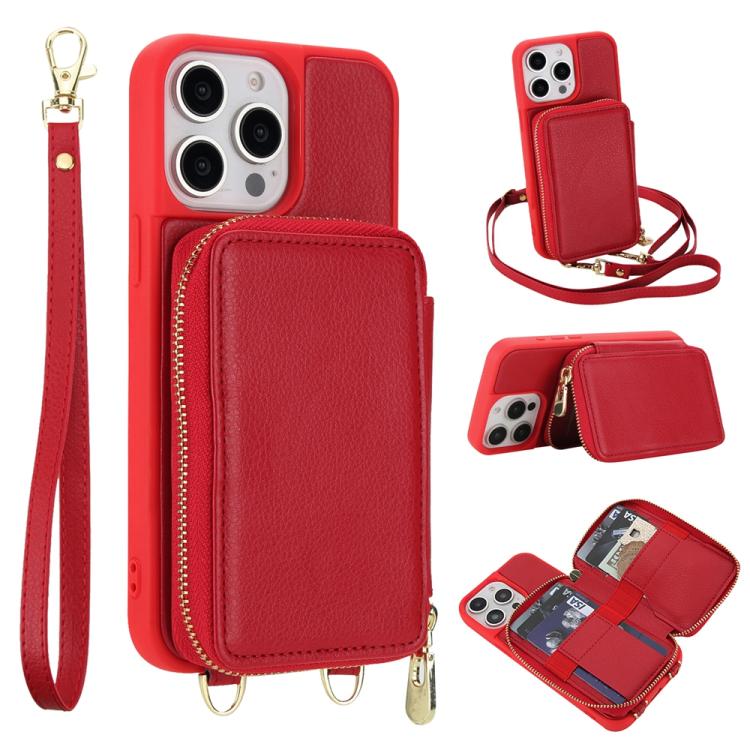 斜背拉鍊RFID卡包手機殼，適用於iPhone 17 Pro Max、iPhone 17 Pro、iPhone Air、iPhone 15 Pro Max、iPhone 15 Pro、iPhone 15 Plus / 14 Plus