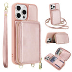 斜背拉鍊RFID卡包手機殼，適用於iPhone 17 Pro Max、iPhone 17 Pro、iPhone Air、iPhone 15 Pro Max、iPhone 15 Pro、iPhone 15 Plus / 14 Plus