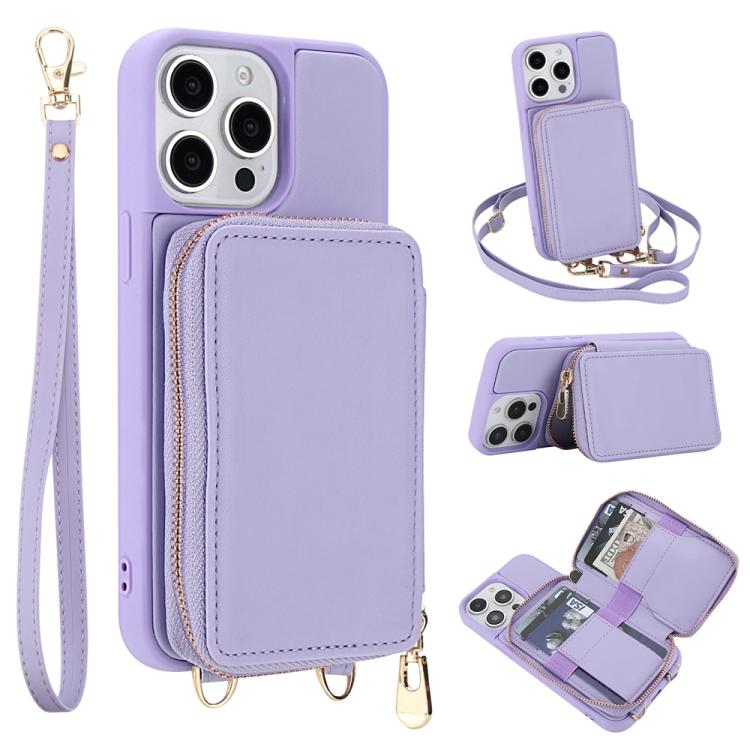 斜背拉鍊RFID卡包手機殼，適用於iPhone 17 Pro Max、iPhone 17 Pro、iPhone Air、iPhone 15 Pro Max、iPhone 15 Pro、iPhone 15 Plus / 14 Plus
