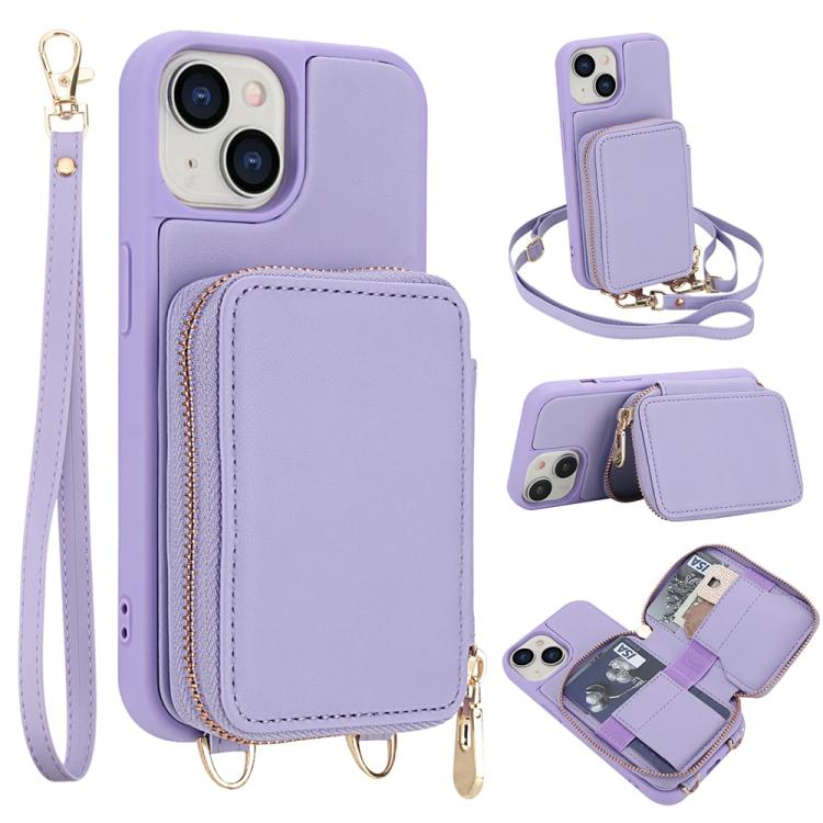 斜背拉鍊RFID卡包手機殼，適用於iPhone 17 Pro Max、iPhone 17 Pro、iPhone Air、iPhone 15 Pro Max、iPhone 15 Pro、iPhone 15 Plus / 14 Plus
