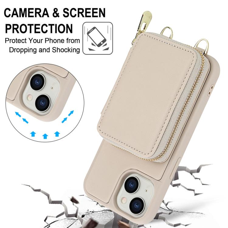 斜背拉鍊RFID卡包手機殼，適用於iPhone 15、iPhone 14 / 13、iPhone 14 Pro、iPhone 14 Pro Max、iPhone 13 Pro Max、iPhone 13 Pro