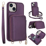 斜背拉鍊RFID卡包手機殼，適用於iPhone 15、iPhone 14 / 13、iPhone 14 Pro、iPhone 14 Pro Max、iPhone 13 Pro Max、iPhone 13 Pro