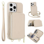 斜背拉鍊RFID卡包手機殼，適用於iPhone 15、iPhone 14 / 13、iPhone 14 Pro、iPhone 14 Pro Max、iPhone 13 Pro Max、iPhone 13 Pro