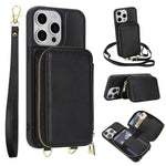 斜背拉鍊RFID卡包手機殼，適用於iPhone 15、iPhone 14 / 13、iPhone 14 Pro、iPhone 14 Pro Max、iPhone 13 Pro Max、iPhone 13 Pro