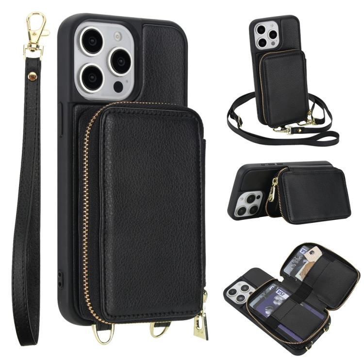 斜背拉鍊RFID卡包手機殼，適用於iPhone 15、iPhone 14 / 13、iPhone 14 Pro、iPhone 14 Pro Max、iPhone 13 Pro Max、iPhone 13 Pro