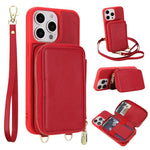 斜背拉鍊RFID卡包手機殼，適用於iPhone 15、iPhone 14 / 13、iPhone 14 Pro、iPhone 14 Pro Max、iPhone 13 Pro Max、iPhone 13 Pro