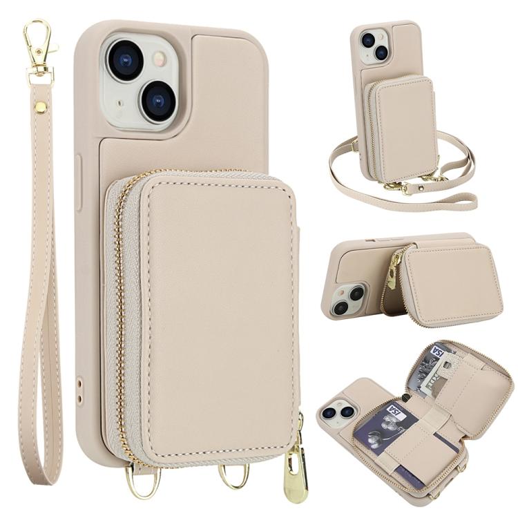 斜背拉鍊RFID卡包手機殼，適用於iPhone 15、iPhone 14 / 13、iPhone 14 Pro、iPhone 14 Pro Max、iPhone 13 Pro Max、iPhone 13 Pro