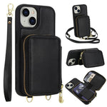 斜背拉鍊RFID卡包手機殼，適用於iPhone 15、iPhone 14 / 13、iPhone 14 Pro、iPhone 14 Pro Max、iPhone 13 Pro Max、iPhone 13 Pro