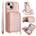 斜背拉鍊RFID卡包手機殼，適用於iPhone 15、iPhone 14 / 13、iPhone 14 Pro、iPhone 14 Pro Max、iPhone 13 Pro Max、iPhone 13 Pro