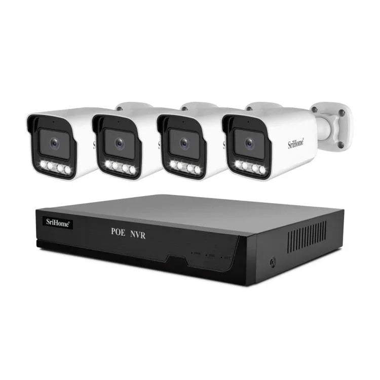SriHome NVS005-POE065 3MP 高清 4通道 POE 攝影機網路視頻錄影套件，3MP 4通道