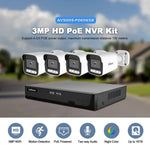 SriHome NVS005-POE065 3MP 高清 4通道 POE 攝影機網路視頻錄影套件，3MP 4通道