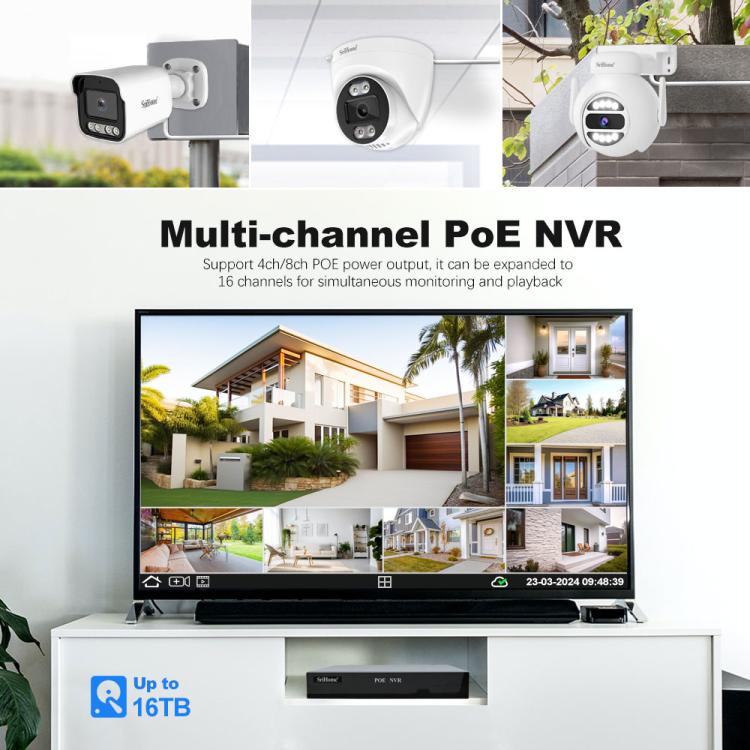 SriHome NVS005-POE065 3MP 高清 4通道 POE 攝影機網路視頻錄影套件，3MP 4通道