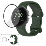蝴蝶扣矽膠錶帶配 3D 曲面膜，適用於 Google Pixel Watch 3 45mm，適用於 Google Pixel Watch 3 41mm，適用於 Google Pixel Watch 2，適用於 Google Pixel Watch