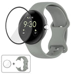 蝴蝶扣矽膠錶帶配 3D 曲面膜，適用於 Google Pixel Watch 3 45mm，適用於 Google Pixel Watch 3 41mm，適用於 Google Pixel Watch 2，適用於 Google Pixel Watch