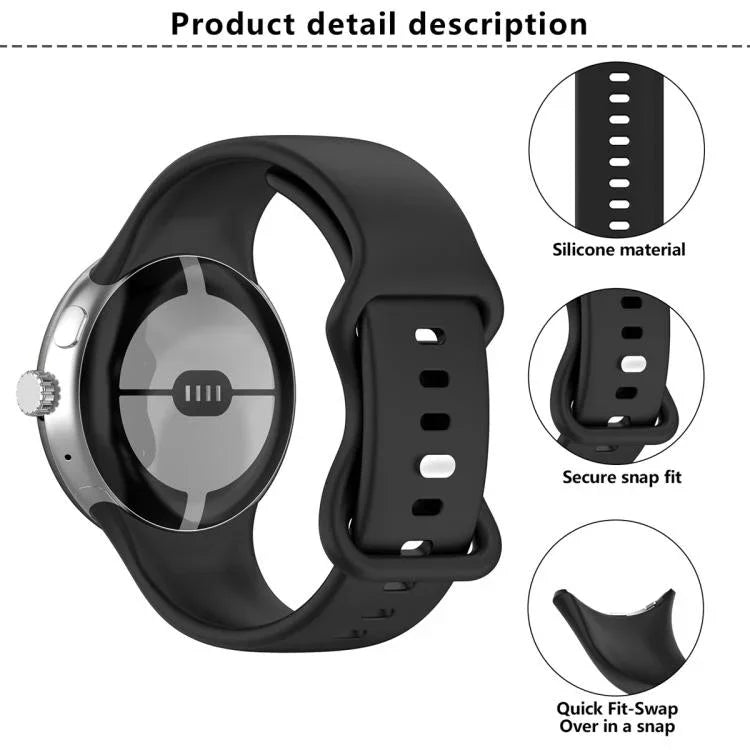 蝴蝶扣矽膠錶帶配 3D 曲面膜，適用於 Google Pixel Watch 3 45mm，適用於 Google Pixel Watch 3 41mm，適用於 Google Pixel Watch 2，適用於 Google Pixel Watch