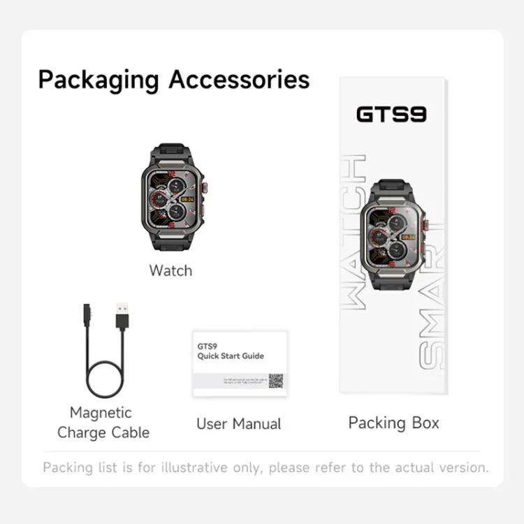 GTS9 1.96 吋 TFT 螢幕 戶外耐用智慧手錶 3ATM 防水