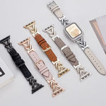 xDfind V型金屬混合皮革錶帶，適用於Apple Watch 42 / 44 / 45 / 46 / 49mm，38 / 40 / 41 / S10 42mm