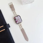 xDfind 牛仔鏈條金屬混合皮革錶帶，適用於Apple Watch 42 / 44 / 45 / 46 / 49mm，38 / 40 / 41 / S10 42mm