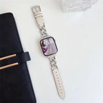 xDfind 牛仔鏈條金屬混合皮革錶帶，適用於Apple Watch 42 / 44 / 45 / 46 / 49mm，38 / 40 / 41 / S10 42mm