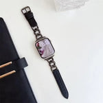 xDfind 牛仔鏈條金屬混合皮革錶帶，適用於Apple Watch 42 / 44 / 45 / 46 / 49mm，38 / 40 / 41 / S10 42mm