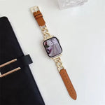 xDfind 牛仔鏈條金屬混合皮革錶帶，適用於Apple Watch 42 / 44 / 45 / 46 / 49mm，38 / 40 / 41 / S10 42mm