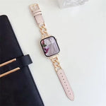 xDfind 牛仔鏈條金屬混合皮革錶帶，適用於Apple Watch 42 / 44 / 45 / 46 / 49mm，38 / 40 / 41 / S10 42mm