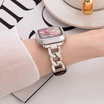 xDfind 牛仔鏈條金屬混合皮革錶帶，適用於Apple Watch 42 / 44 / 45 / 46 / 49mm，38 / 40 / 41 / S10 42mm