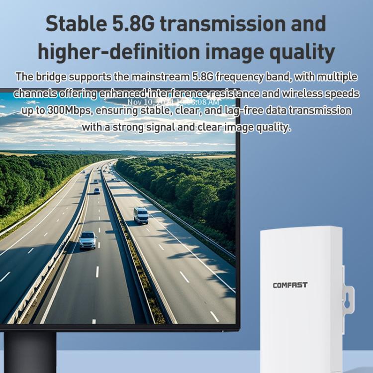 COMFAST CF-E113A V2 5.8GHz 300Mbps 11dBi監控橋接WiFi中繼器套裝，澳規插頭，歐規插頭，美規插頭，英規插頭