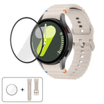 波浪縫線矽膠錶帶搭配 3D 曲面膜，適用 Samsung Galaxy Watch FE 40mm、Samsung Galaxy Watch7 44mm、Samsung Galaxy Watch7 40mm、Samsung Galaxy Watch6 Classic 47mm