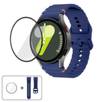 波浪縫線矽膠錶帶，配3D曲面保護膜，適用於Samsung Galaxy Watch5 Pro 45mm、Samsung Galaxy Watch5 40mm、Samsung Galaxy Watch4 44mm、Samsung Galaxy Watch4 40mm