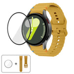 波浪縫線矽膠錶帶，配3D曲面保護膜，適用於Samsung Galaxy Watch4 Classic 46mm、Samsung Galaxy Watch4 Classic 42mm、Samsung Galaxy Watch5 Active 40mm、Samsung Galaxy Watch5 Active 44mm