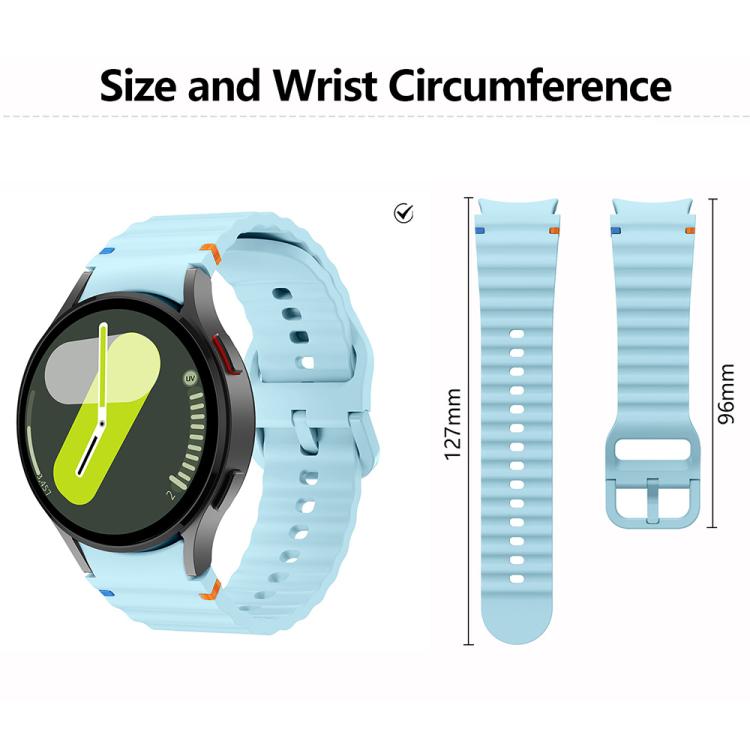波浪縫線矽膠錶帶，配3D曲面保護膜，適用於Samsung Galaxy Watch4 Classic 46mm、Samsung Galaxy Watch4 Classic 42mm、Samsung Galaxy Watch5 Active 40mm、Samsung Galaxy Watch5 Active 44mm