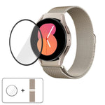 米蘭磁吸不鏽鋼錶帶附 3D 曲面膜，適用於 Samsung Galaxy Watch6 Classic 43mm、Samsung Galaxy Watch5 44mm、Samsung Galaxy Watch5 Pro 45mm、Samsung Galaxy Watch5 40mm、Samsung Galaxy Watch4 44mm